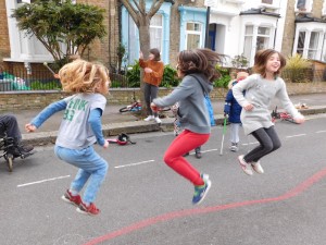 Skipping action in Winston Road's play street